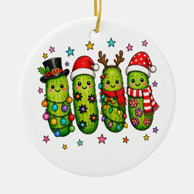 Ornamento De Cerâmica Equipe do Pepino de Natal (Frente)