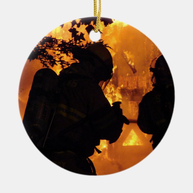 Ornamento De Cerâmica Equipe do sapador-bombeiro (Frente)