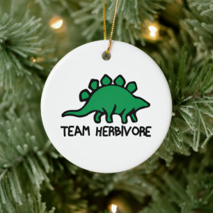 Ornamento De Cerâmica Equipe do Vegan Herbivore Cute e Dinossauro Engraç