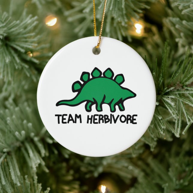 Ornamento De Cerâmica Equipe do Vegan Herbivore Cute e Dinossauro Engraç (Árvore)