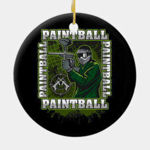 Ornamento De Cerâmica Equipe do verde do jogador do Paintball