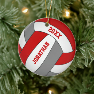 Ornamento De Cerâmica equipe esportiva da cinza vermelha de vôlei mascul