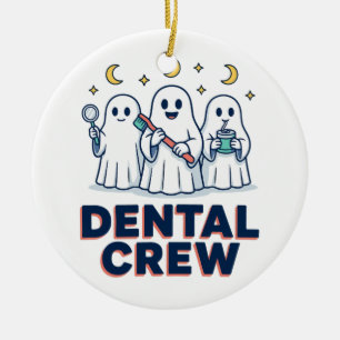 Ornamento De Cerâmica Equipe Odontológica Fantasmas do Dente Halloween H