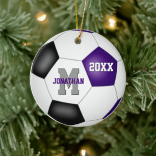Ornamento De Cerâmica equipe preta roxa cor futebol feminino