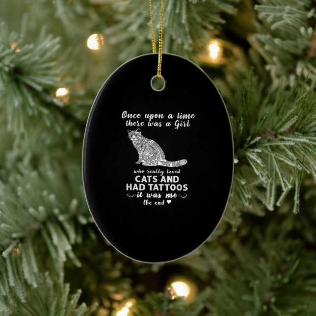 Ornamento De Cerâmica Era uma vez uma garota adorava gatos e T (Árvore)