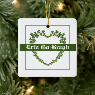 Ornamento De Cerâmica Erin Go Bragh Shamrock Heart