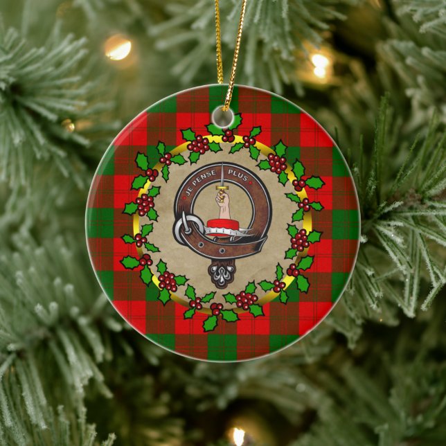 Ornamento De Cerâmica Erskine Clan Crachá & Tartan Personalizado Xmas (Árvore)