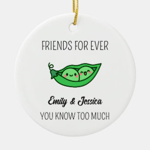 Ornamento De Cerâmica Ervilhas em Pod Besties Ornament, Melhor amigo