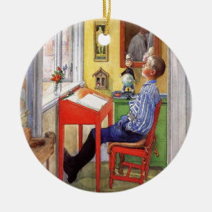 Ornamento De Cerâmica Esbjorn fazendo seu trabalho de casa de Carl Larss