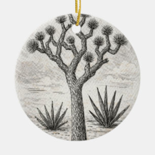 Ornamento De Cerâmica esboço da árvore de joshua   arte de esboço do des