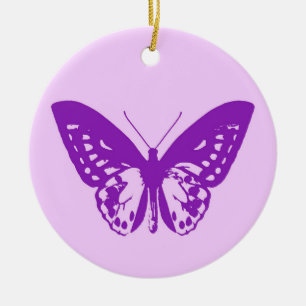Ornamento De Cerâmica Esboço da borboleta, rosa-orquídea e violeta