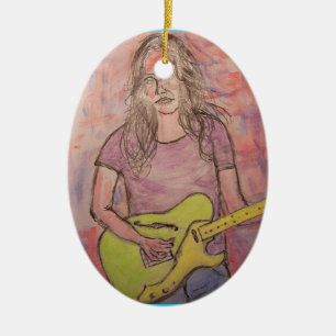 Ornamento De Cerâmica Esboço da menina da música ao vivo