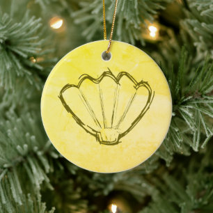 Ornamento De Cerâmica Esboço Da Seashell No Papel Antigo