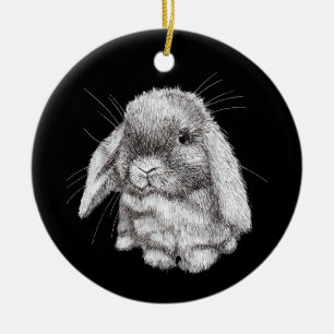 Ornamento De Cerâmica Esboço de Coelho Bunny de Orelhas Caídas para Home