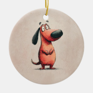 Ornamento De Cerâmica Esboço de Ilustração de Cachorro de Desenho Animad