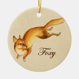 Ornamento De Cerâmica Esboço japonês - do vintage "Foxy" de uma raposa