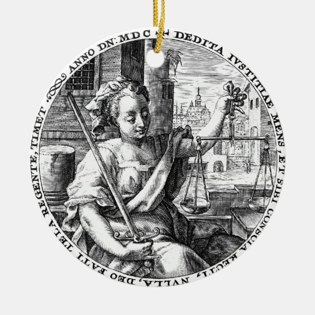 Ornamento De Cerâmica Escalas de Justiça (Frente)