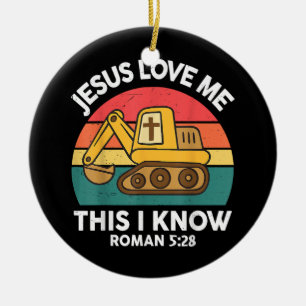 Ornamento De Cerâmica Escavadeira Cristã Eu Sei Que Jesus Me Ama
