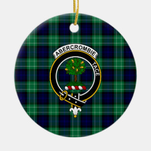 Ornamento De Cerâmica Escocês Clan Abercrombie caçando Tartan e Crest