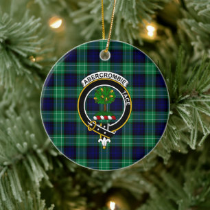 Ornamento De Cerâmica Escocês Clan Abercrombie caçando Tartan e Crest