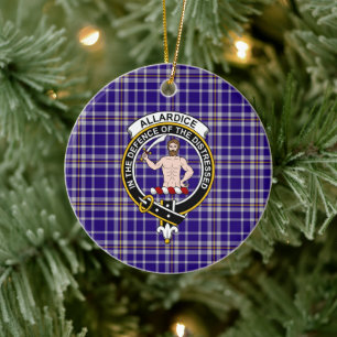 Ornamento De Cerâmica Escocês Clan Allardice Tartan e Crest