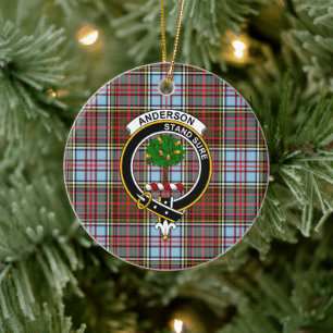 Ornamento De Cerâmica Escocês Clan Anderson Antigo Tartan e Crest