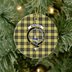 Ornamento De Cerâmica Escocês Clan Barclay Tartan e Crest