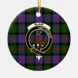 Ornamento De Cerâmica Escocês Clan Blair Modern Tartan e Crest