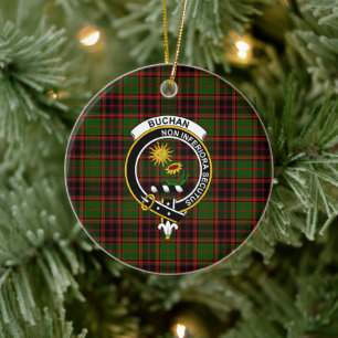 Ornamento De Cerâmica Escocês Clan Buchan Modern Tartan e Crest