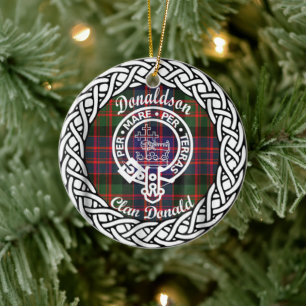 Ornamento De Cerâmica Escocês Clan Donaldson Donald Tartan e Crest