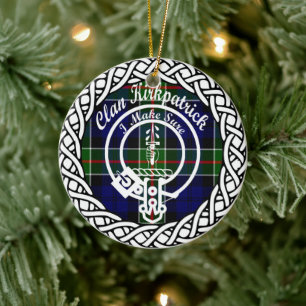Ornamento De Cerâmica Escocês Clan Kirkpatrick Tartan e Crest