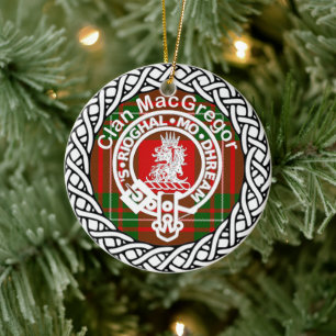 Ornamento De Cerâmica Escocês Clan MacGregor Tartan e Crest