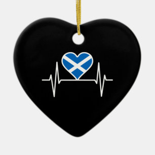 Ornamento De Cerâmica Escócia - Scotland Flag Heartbeat