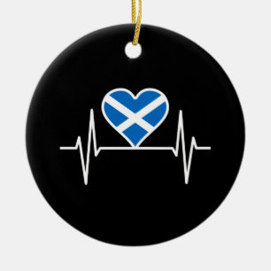 Ornamento De Cerâmica Escócia - Scotland Flag Heartbeat