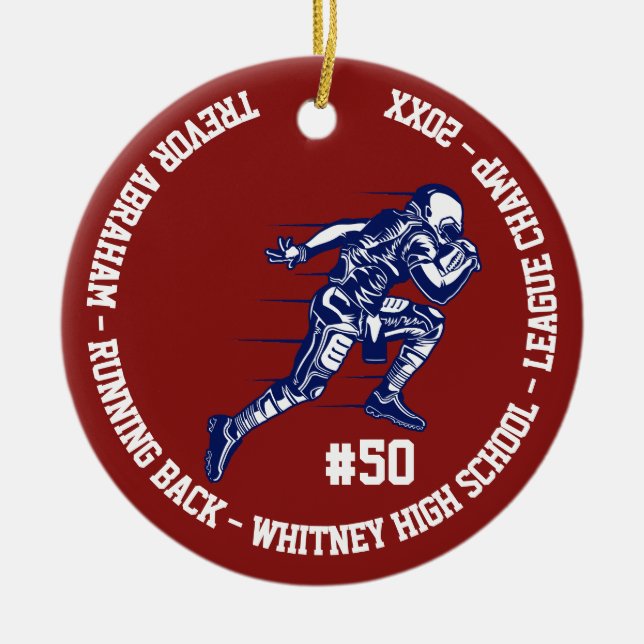 Ornamento De Cerâmica Escola da equipe do monograma do jogador do (Frente)