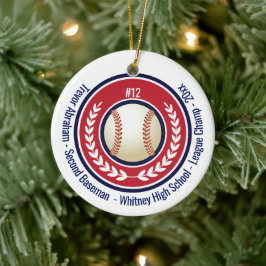 Ornamento De Cerâmica Escola de Jogador de Campeão de Beisebol Vermelho,