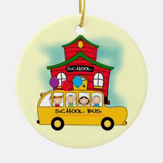 Ornamento De Cerâmica Escola e t-shirt e presentes do auto escolar