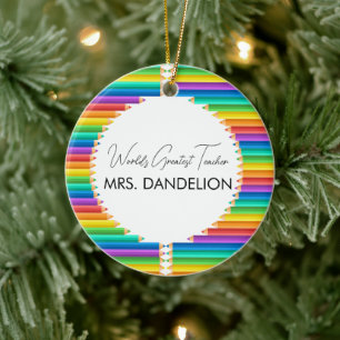 Ornamento De Cerâmica Escola Rainbow Crayons, maior professor do mundo