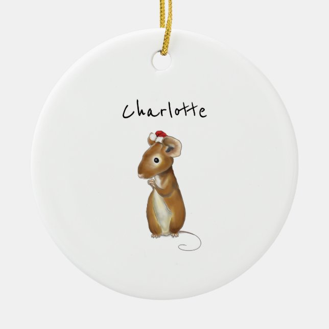 Ornamento De Cerâmica Escória de Natal Personalizada para Mouse Bonito (Frente)