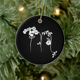 Ornamento De Cerâmica Escorpião signo floral zodiaco preto