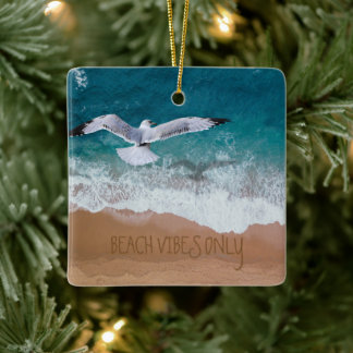 Ornamento De Cerâmica Escrevendo de areia personalizado apenas em praia