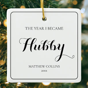 Ornamento De Cerâmica Escrita em preto e branco Escrita em marido Natal