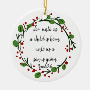 Ornamento De Cerâmica Escritura de Natal Cristã Versa Inspiradora