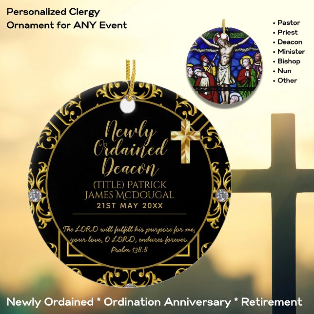 Ornamento De Cerâmica Escritura de presentes de Deacon recém-encomendada (Criador carregado)