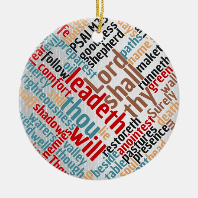 Ornamento De Cerâmica Escritura do Salmo 23 de Natal Cristão (Frente)
