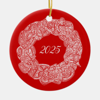 Ornamento De Cerâmica Escrivaninhas por terra - Branco, em vermelho