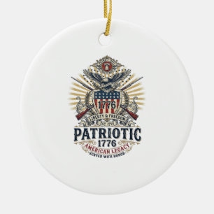 Ornamento De Cerâmica Escudo de Batalha Patriótico 1776 Símbolo Inspirad