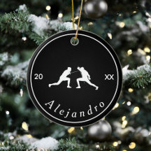 Esgrima Preta e Branca Silhuettes Nome e Ano Legal