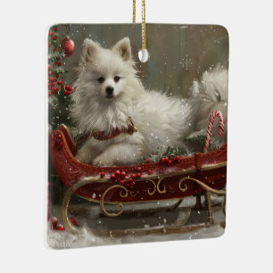 Ornamento De Cerâmica Eskimo americano Cachorro Festivo