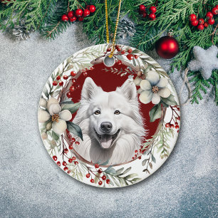 Ornamento De Cerâmica Eskimo americano Cachorro Russo Fúria de Natal